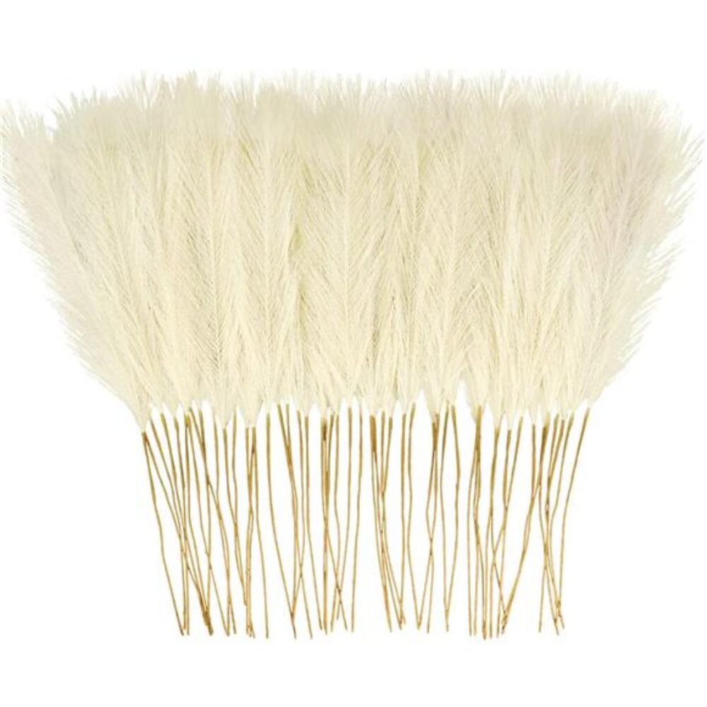 50PCS Faux Pampas Grass, 21.6" Short Artificial Pompous Grass Floral Fake Pompas